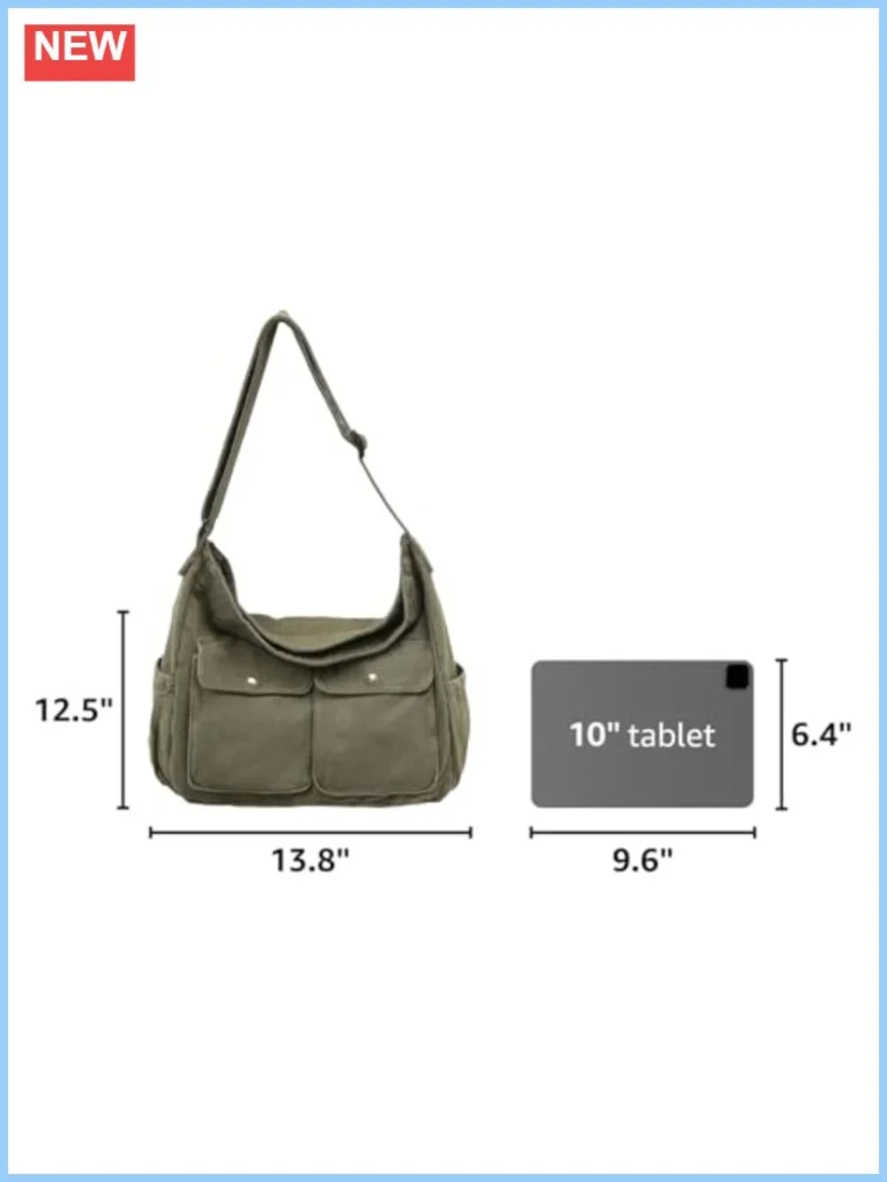 Canvas Messenger Bag Women Hobo Crossbody Tote Large Adjustable Strap